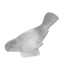 Genuine VTG Lalique Frosted Crystal Sparrow Bird Figurine Signed, Lalique France